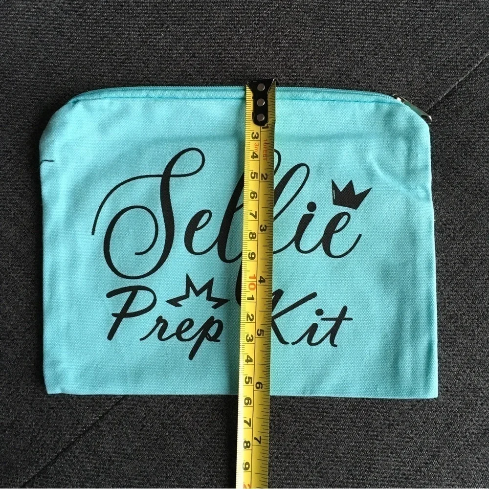 “Selfie Prep Kit” Makeup Bag, Travel Pouch, Aqua, Black